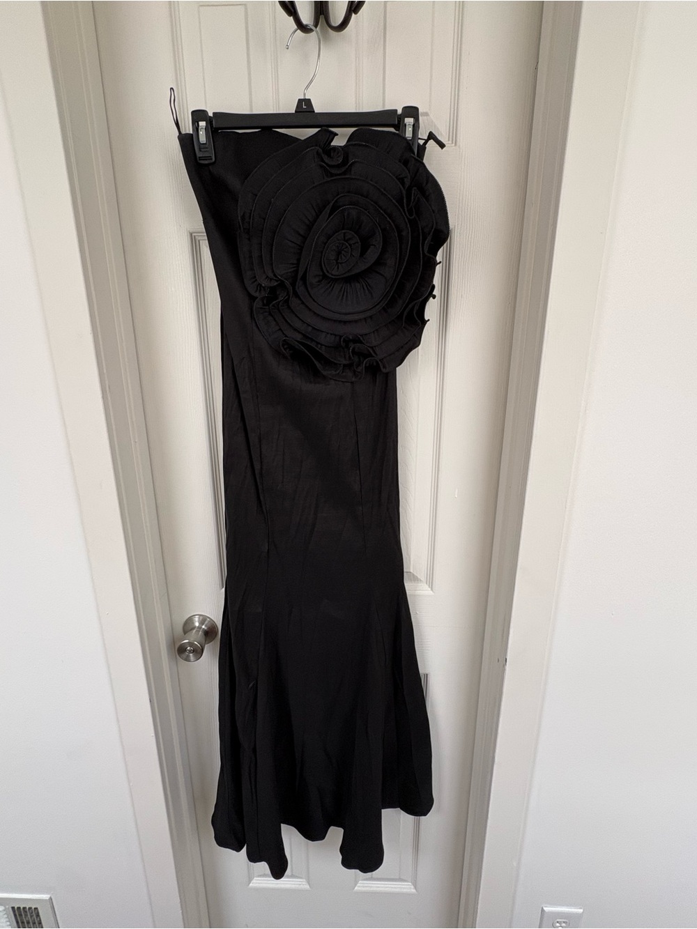 Va Va Voom Black Strapless Gown with Dramatic Rosette